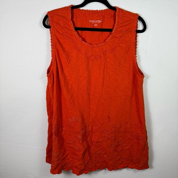 Soft Surroundings Orange Sleeveless Tank Top Womens Size XL - Picture 1 of 5